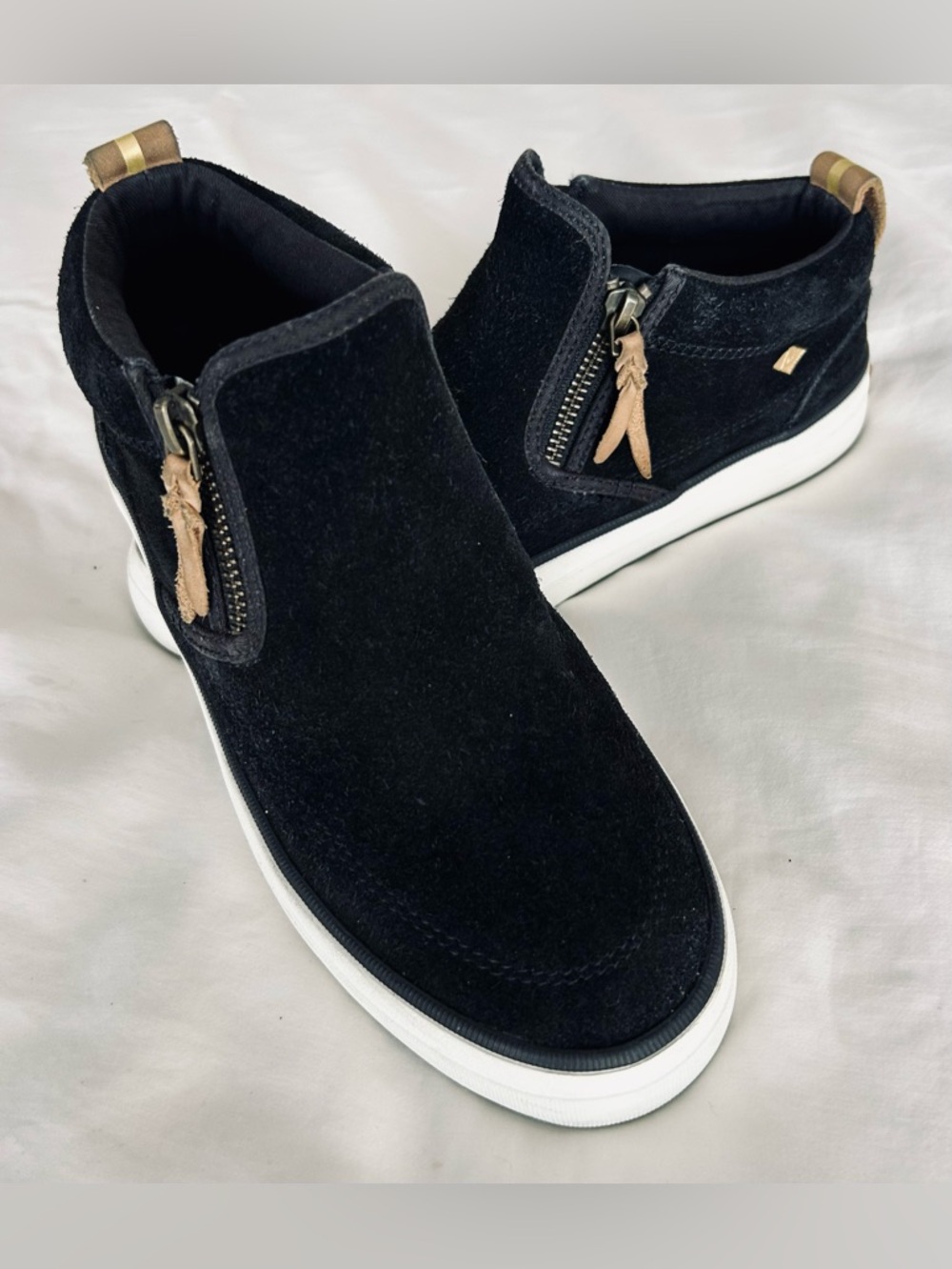Sperry Women’s Black Suede Crest Lug Side-Zip Sneakers with White Sole